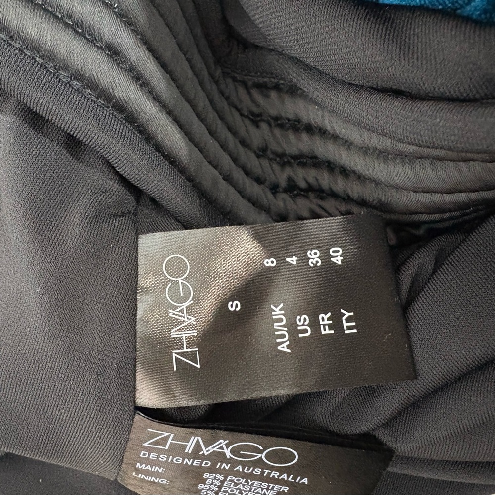 Zhivago Teal Velvet V-Neck Draped Midi Dress - Picture 8 of 8